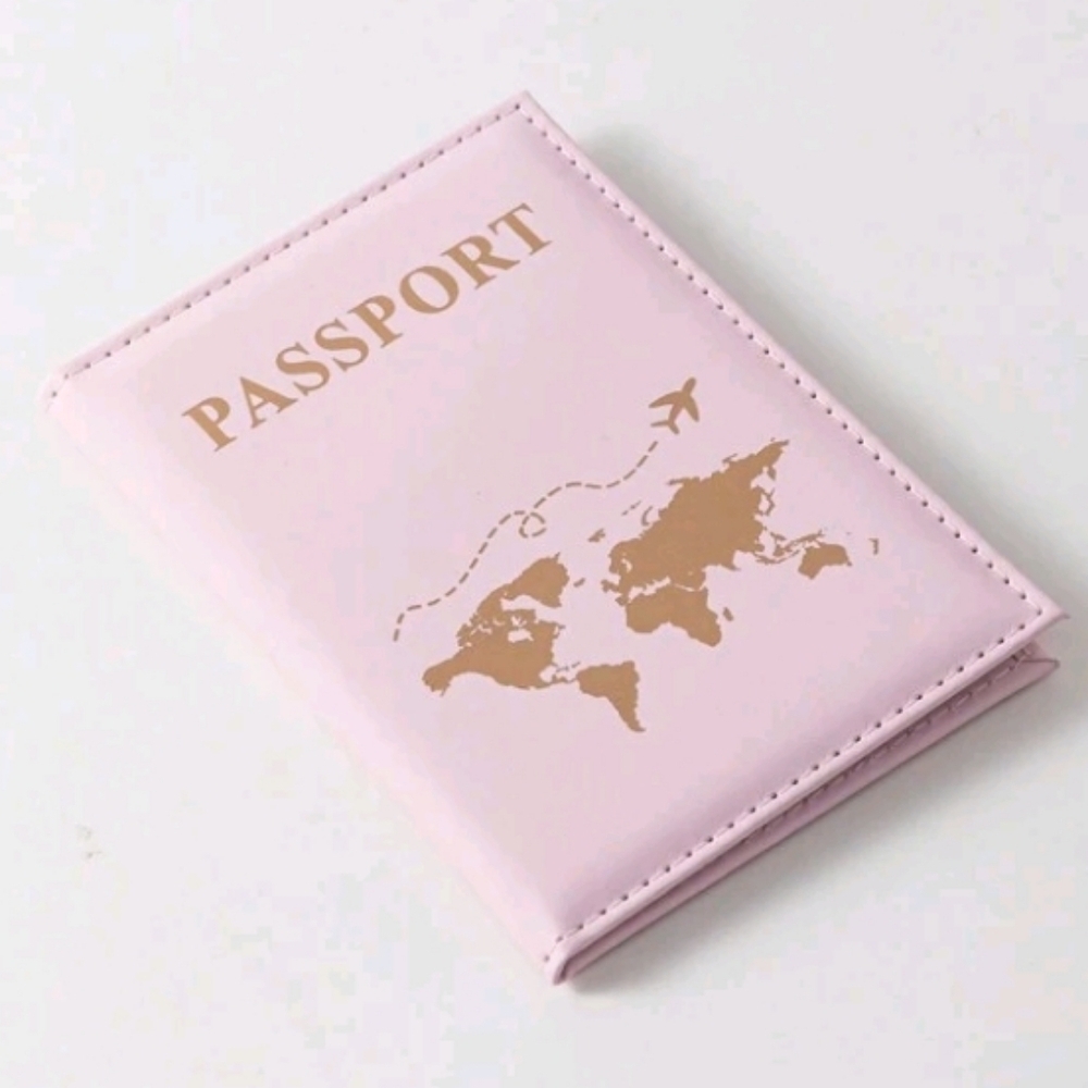 Pink and Gold Faux Leather Passport Holder